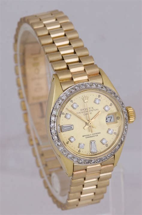 rolex precision gold ladies|ladies gold Rolex diamond bezel.